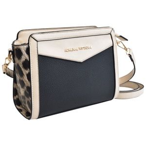 Adrienne Vittadini Leopard Trim Crossbody Bag
